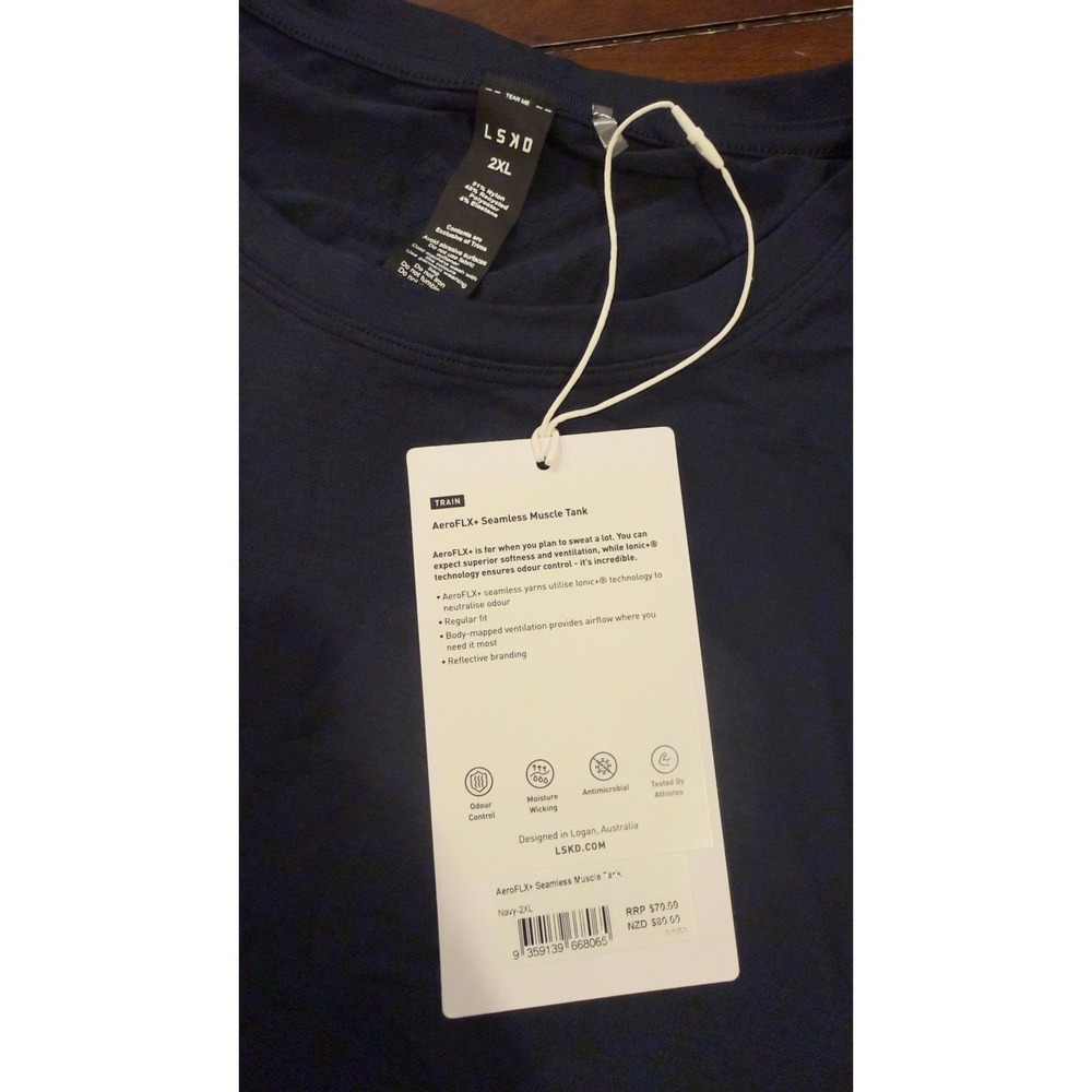 LSKD AeroFLX+ Seamless Muscle Tank Navy 2XL Mens Training Gym New NWT - Picture 16 of 16